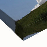 Black and white landscape art painting of a serene Danish countryside on large stretched canvas, ideal for bedroom decor.