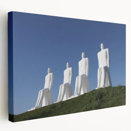 Large art depicting a European landscape on stretched canvas, with muted earth tones, ideal for kitchen wall decor.