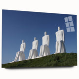 Large abstract wall art of a European scenery in muted colors, acrylic glass, ideal for bedroom or dining room decor.