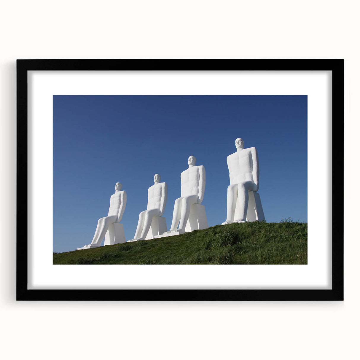 Extra large abstract art print featuring a colorful, textured depiction of a European scenery on a black framed canvas.