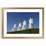 Extra large abstract art print of a European scenery, in muted earth tones on a framed canvas, ideal for living room decor.