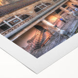 Art deco poster of Bath, England, with pastel shades on rolled canvas, suitable for dining room or bathroom wall art.