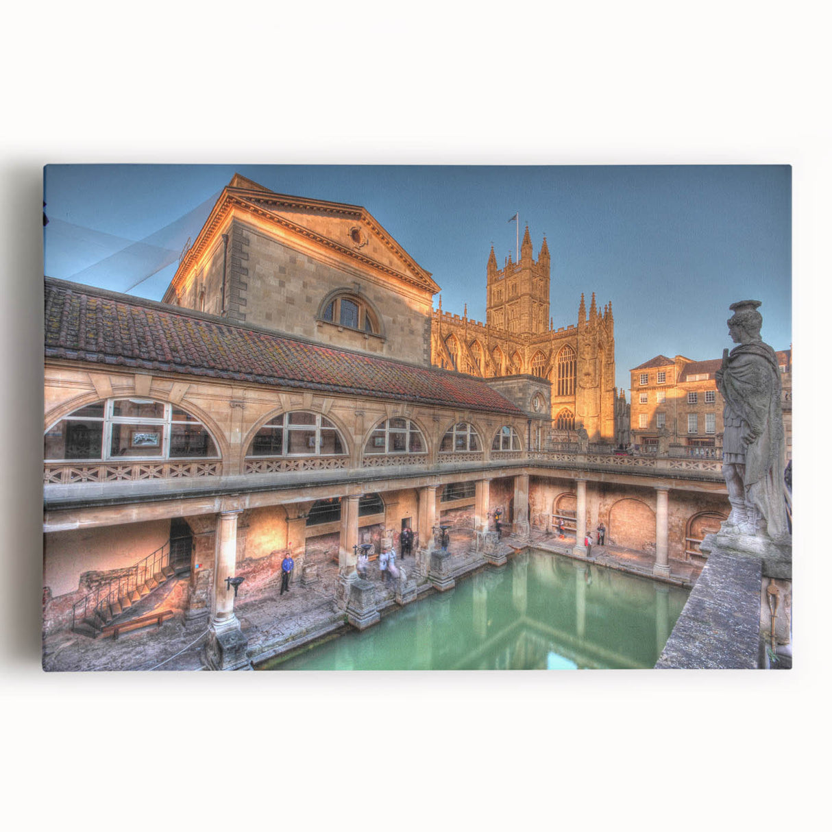 Black and white large art print of Bath, England on stretched canvas, ideal for kitchen wall art or bedroom ambiance.