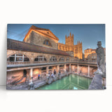 Black and white stretched canvas of Bath, England cityscape, ideal for kitchen wall art.