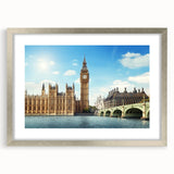 Extra large framed wall art featuring an abstract depiction of Big Ben in textured gray and silver tones.