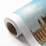 Art Deco poster of Big Ben with pastel shades on rolled canvas, ideal for nursery wall art or dining room.