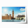 Big Ben and Westminster Bridge in muted watercolor tones on rolled canvas, ideal for art wall dining room.