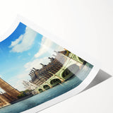 Extra large wall art featuring line art flowers and Big Ben, in black and white, ideal for large living room decor.