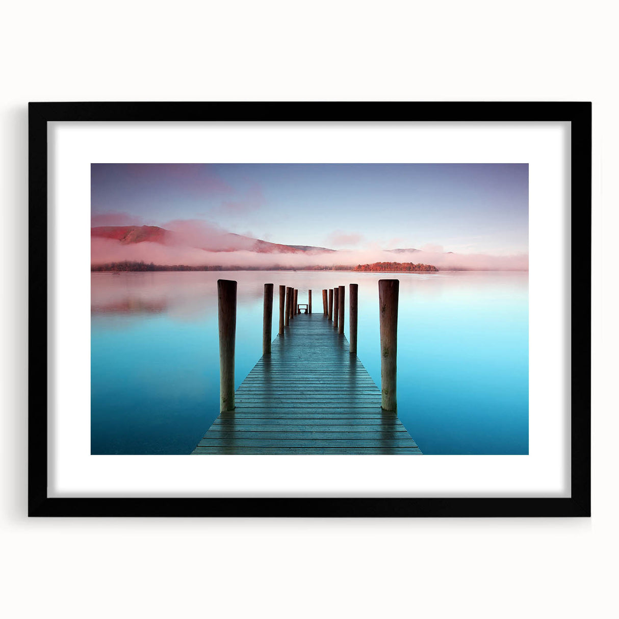Abstract art print of a colorful, textured English countryside scene on a large framed canvas, ideal for living room decor.