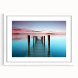 Textured abstract art print of a serene Cumbrian landscape in muted earth tones, framed with a white mat.