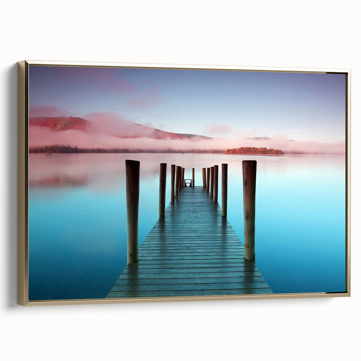 Framed canvas of a Cumbria landscape in muted earth tones, ideal for bedroom wall art.