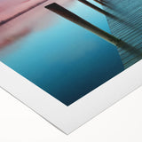 Art deco poster of Cumbria landscape in muted green and blue hues on rolled canvas, suitable for dining room decor.