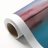 Art deco poster of Cumbria landscape in muted greens and blues on rolled canvas, ideal for nursery wall art.