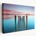 Side view of a stretched canvas depicting a serene Cumbrian landscape in soft green and blue tones.