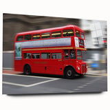 Acrylic print of a large abstract depiction of the London skyline in muted blue and gray tones.