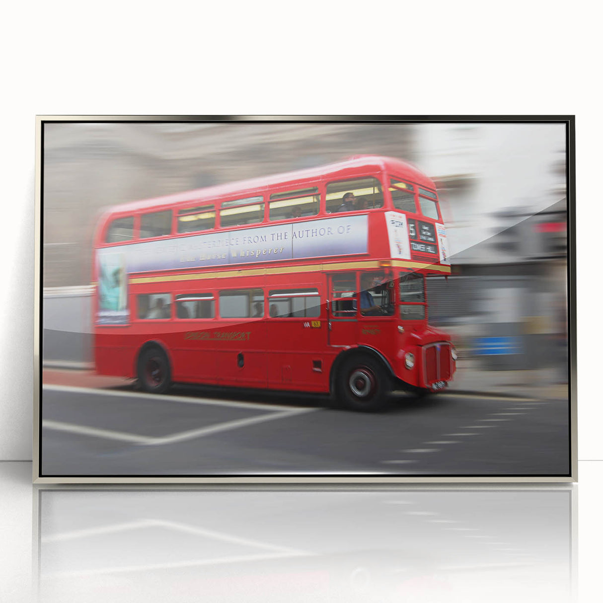 Large art print of London skyline in muted gray and blue tones on a framed acrylic, suitable for modern art wall decor.