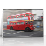 Mid-century modernist art depicting London scenery with subdued earth tones on a framed acrylic.