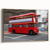 Framed canvas of a vintage-style London landscape in black and gold tones, ideal for bedroom wall decor.