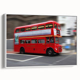 Vintage poster art of London skyline in vibrant colors on a large framed canvas, ideal for living room decor.