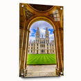 Acrylic print of Oxford scenery with soft blues and grays, perfect for dining room wall decor.