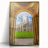 Art deco poster of Oxford scenery in gold frame, acrylic print, suited for modern art wall decor.