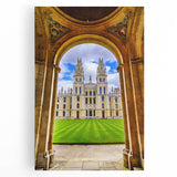Black and white stretched canvas of Oxford scenery, ideal for kitchen wall art or bedroom ambiance.