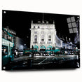 Acrylic print of Piccadilly, England with vibrant street scene colors, ideal for dining room decor.