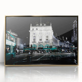 Art Deco style poster depicting Piccadilly, England with vibrant gold accents on acrylic, ideal for modern art wall decor.