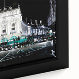 Extra large framed canvas depicting a colorful, textured scene of Piccadilly, England in black tones.
