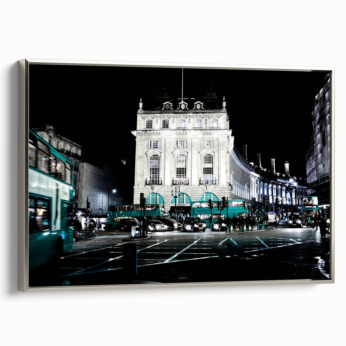 Landscape art painting of Piccadilly, England in vibrant colors on a framed canvas, ideal for living room decor.