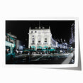 Piccadilly Circus scene in muted tones on rolled canvas, suitable for art wall dining room.