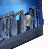 Acrylic glass print of Stonehenge in muted earth tones, ideal for dining room art in a mid-century modernist style.
