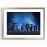 Extra large framed print of Stonehenge in muted earth tones, ideal for living room wall art.