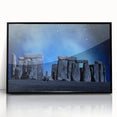Large abstract wall art depicting Stonehenge in muted gray and black tones on a framed acrylic.