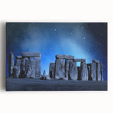 Black and white image of Stonehenge on stretched canvas, ideal for kitchen wall art or bedroom ambiance.