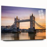 Acrylic print of the Thames River with soft blue and gray tones, suitable for bedroom or dining room decor.