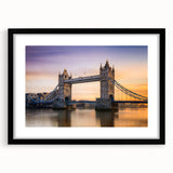 Colorful abstract art print of the Thames River, in vibrant shades on textured canvas, framed in black.