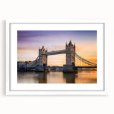 Textured art print of the Thames River, featuring abstract elements in cool blue and gray tones, framed with a white mat.