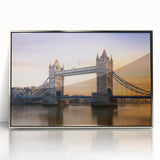 Large art print of Thames River, England in muted colors on silver-framed acrylic, ideal for modern art wall decor.