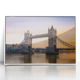 Mid-century modernist art of the Thames River in muted pastel shades on a framed acrylic, ideal for nursery wall art.