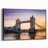Black and white framed canvas of the Thames River landscape, ideal for bedroom wall decor.