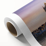 Art Deco style poster of the Thames River in muted blue and gray tones on rolled canvas, suitable for nursery wall art.