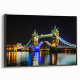 Black and white framed canvas of Tower Bridge, ideal for vintage bedroom decor.
