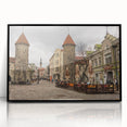 Large abstract wall art depicting a European Estonian landscape in muted gray and blue tones on a framed acrylic.