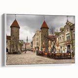 Vintage poster art of a European Estonian scenery on extra large framed canvas.