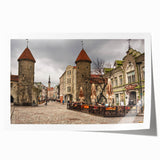 Rolled canvas print of a serene Estonian landscape with soft pastel hues, ideal for art wall dining room.