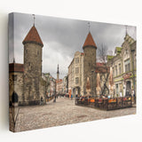 Panoramic view of an Estonian landscape on large stretched canvas, featuring muted earth tones, ideal for kitchen wall art.