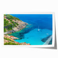 Rolled print of a Corsican landscape with vivid greenery and blue skies, ideal for art wall dining room.