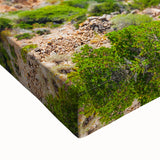 Black and white landscape art painting of Corsican scenery on stretched canvas, ideal for bedroom wall art.