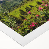 Art deco poster of French Alps in muted earth tones on rolled canvas, suitable for dining room wall art.